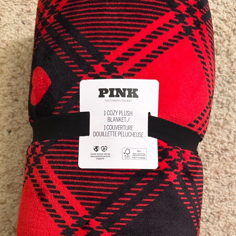 PINK Victoria's Secret Plaid Cozy Plush Blanket